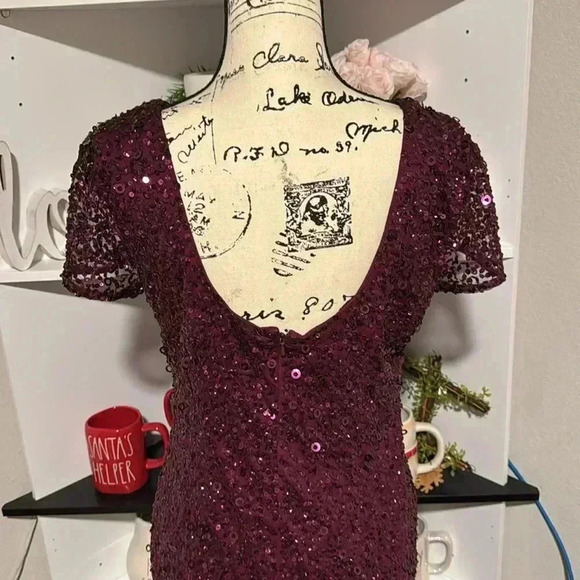 ADRIANNA PAPELL Sequin Purple Pencil Dress - Picture 3 of 5